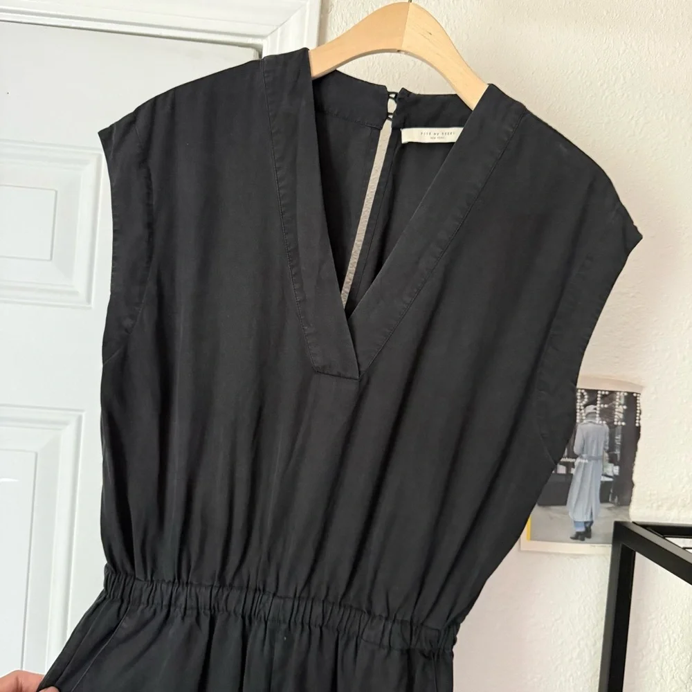 7115 BY SZEKI black tencel sleeveless v neck cropped slim leg‎ jumpsuit